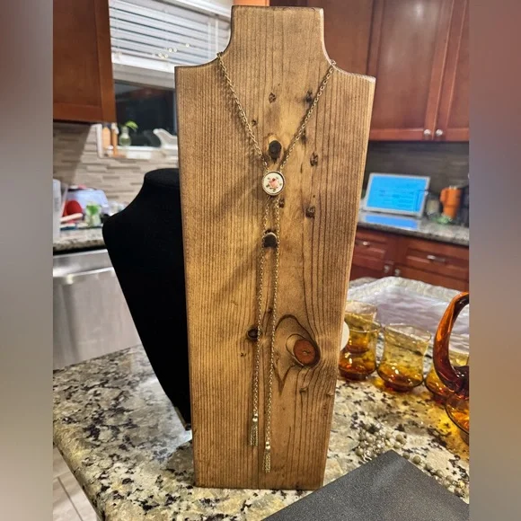 Vintage Floral Gold Tassel Pendant Lariat Necklace - Picture 4 of 7